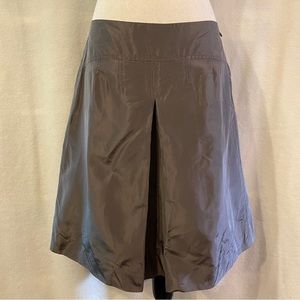 J. Crew warm taupe silk taffeta pleated a-line skirt
